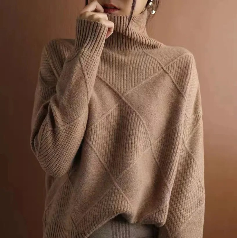 REMMY | Tekstureret Turtleneck Strik Sweater