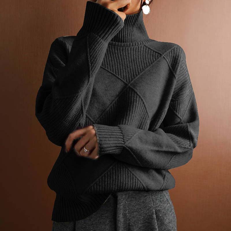 REMMY | Tekstureret Turtleneck Strik Sweater